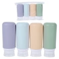 thumbnail image 1 of Juego de recipientes de viaje de silicona portátil de 4 piezas de Unique Bargains de 3.31 oz en amarillo, azul, púrpura, cian y verde, 1 of 5
