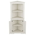 thumbnail image 3 of Bellemave 69" Tall Corner Cabinet, Freestanding Storage Cabinet with 2 Doors, 4-Tier Fluted Display Cabinet for Bathroom Living Room Home Office Hallway (White), 3 of 8