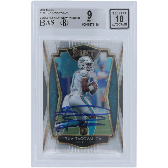 Tua Tagovailoa Miami Dolphins Autographed 2020 Panini Select #145 Beckett Fanatics Witnessed Authenticated 9/10 Rookie Card - Fanatics Authentic Certified