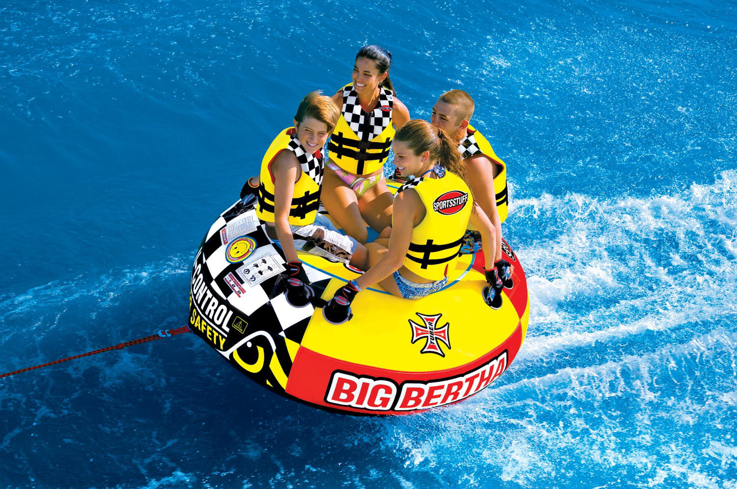 SportsStuff Big Bertha Inflatable Water Tube 1-4 Rider Boat Tow Towable 53-1329 