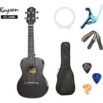 Kaysen 23" Black (Dark Brown) Mahogany Concert Ukulele Bundle (UK-U1-24BK)