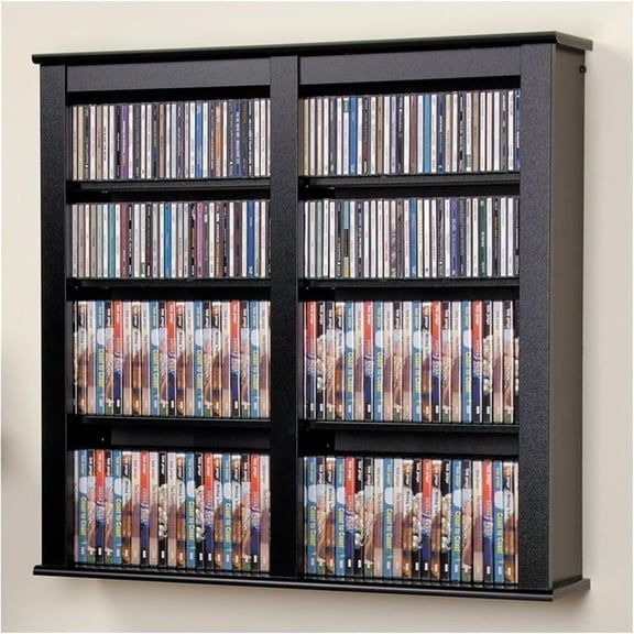 Hawthorne Collections Double Floating Media Wall Storage in Black