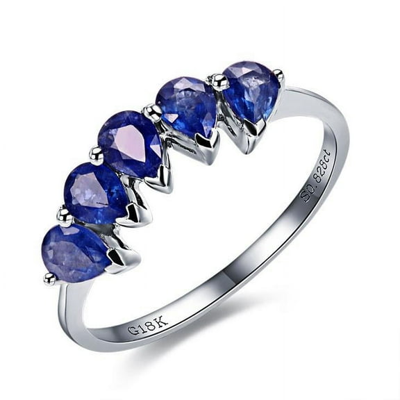 Unique Exquisite Mind Blowing Blue Sapphire 2 Carat Pear Shape Stone Engagement Ring on 10k White Gold