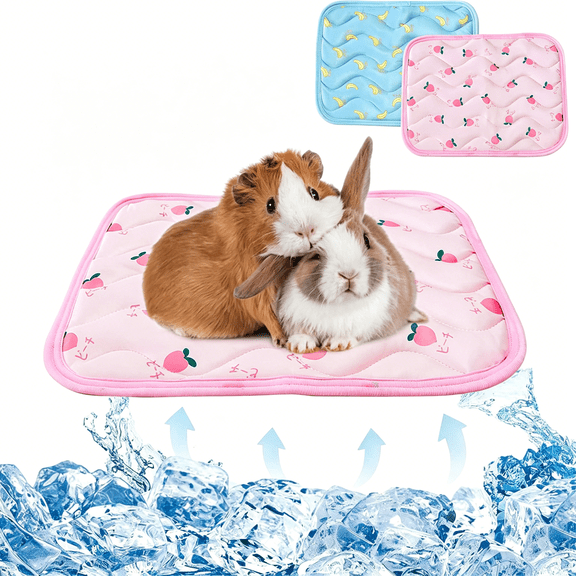 TUWAFE 2Pcs Small Animals Cooling Mat,Guinea Pig Cooling Sleeping Pad,Rabbit Cool Pad,Breathable Small Pet Self Hot Day Bed Blanket for Rabbit Bunny Hedgehog Hamster Stay Cool 15.8X11.8In
