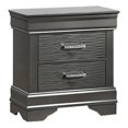 thumbnail image 1 of Jean Nightstand- 2 Drawers- Curved Frame- 24 Inch Dark Gray Solid Wood, 1 of 6