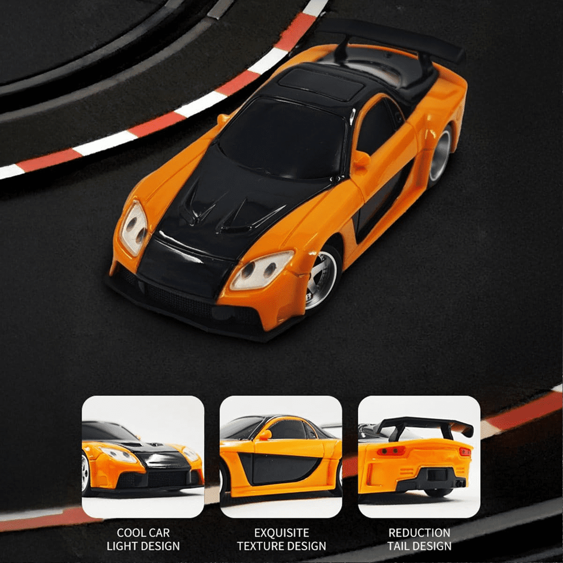 1/43 Scale 2.4G Full Proportional RC Drift Car with Gyro Stabilization, 4WD Mini Racing Car with LED Lights, 15KM/H Ready to Run Remote Control Car for Indoor Drifting