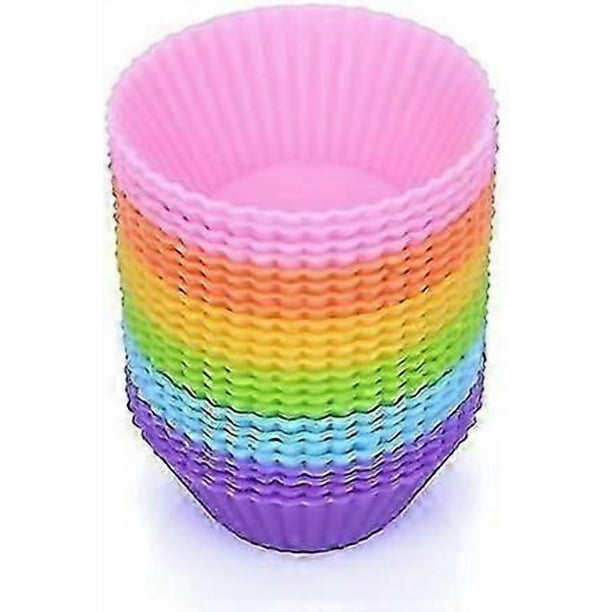 Mini Muffin Pan - Reusable Silicone Cupcake Molds 2in 24 Pack - Small Baking Cups Truffle Cake Pan Set Nonstick In 6 Colors