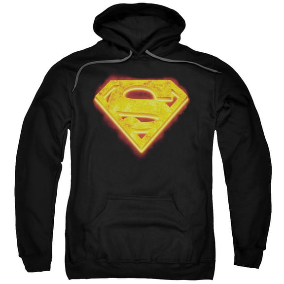 Superman Hot Steel Shield Adult Pullover Hoodie Sweatshirt Black