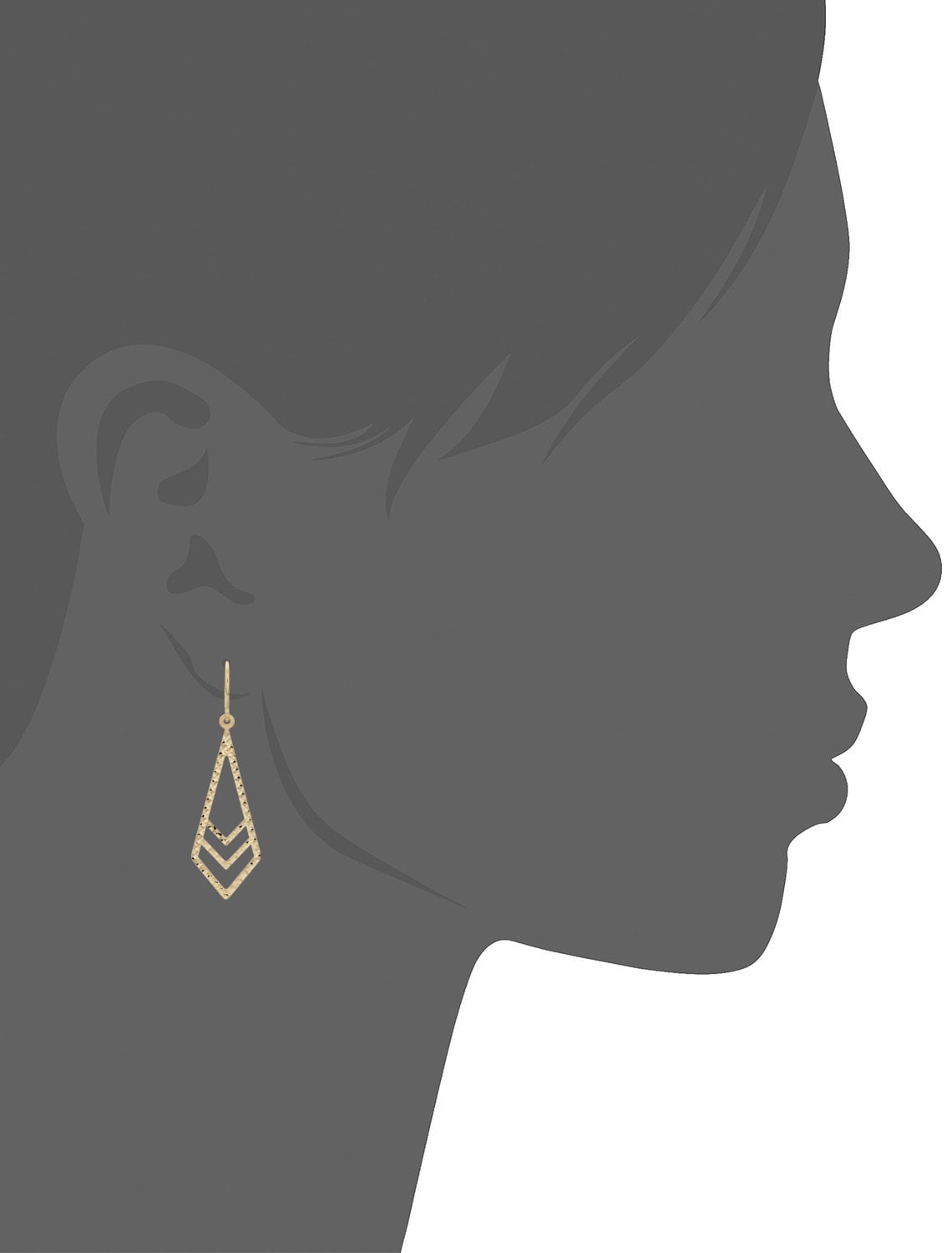 KoolJewelry 10k Yellow Gold Diamond-cut Finished Inverted Kite Style Dangle Earrings