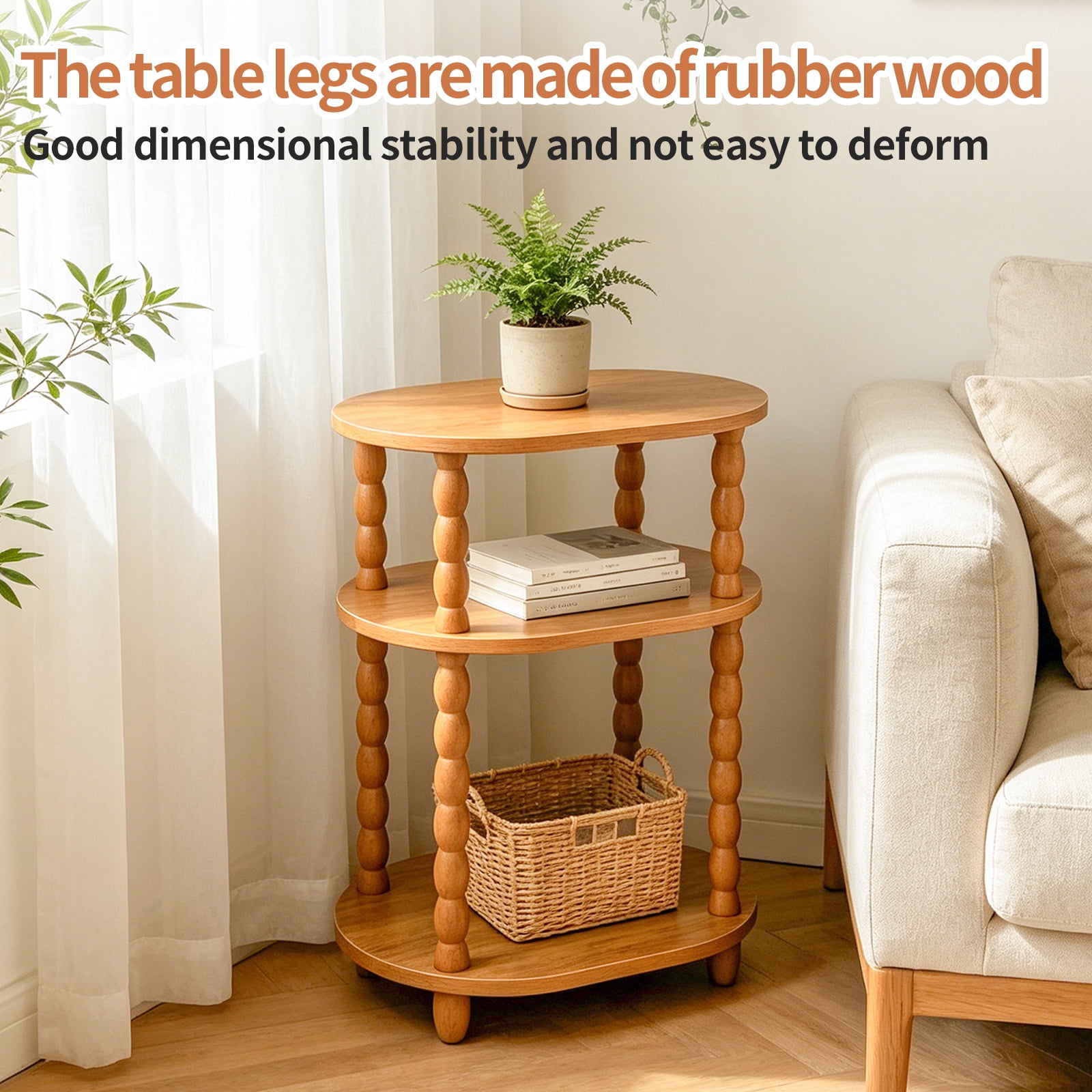 GOODLAN Wooden 3-Tier Side Table, Small End Table for Living Room and Bedroom, Rustic Walnut  Vintage Accent Coffee Table Nightstand with Storage