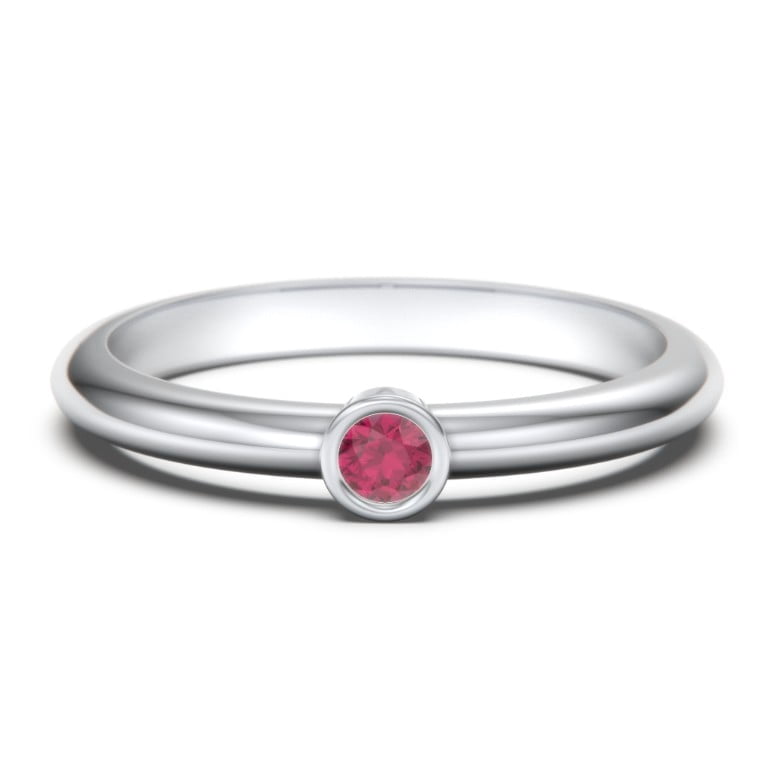 Classic Bezel Set Birthstone Ring - Ruby (July)
