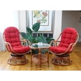 thumbnail image 7 of Set of 2 Bali Lounge Swivel Rocking Chairs with Burgundy Cushion and Pelangi Round Coffee Table Natural Rattan Wicker Handmade, Colonial, 7 of 7