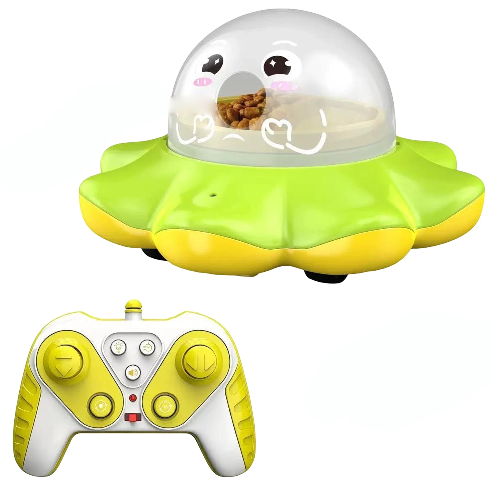 Rdausd Remote Control Pet Treat Dispenser Toy Interactive Automatic Cat Dog Feeder with Light and Sound Effects Variable Speed Training Toy