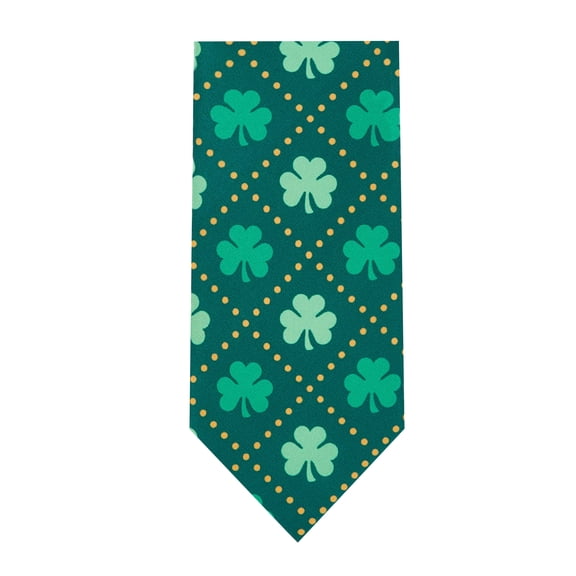 Jacob Alexander Men's Happy Saint Patrick's Day Shamrock in Diamond Shape Dotted Lines Regular Length Neck Tie Dk Green