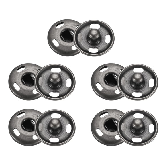 Uxcell 5 Set Sew-on Snap Buttons 12mm Metal Snap Fastener Buttons, Black