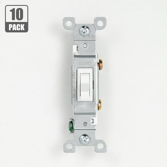 ENERGETIC 10 Pack Heavy-Duty Grounding Toggle Switch, Residential Grade Single Pole Electrical on/off Light Switch, UL Listed