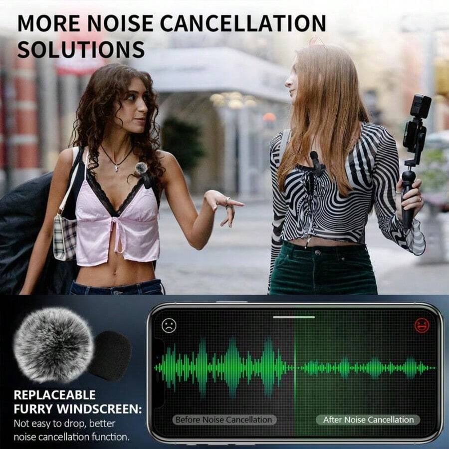 2026 Upgraded Wireless Lavalier Microphones For IPhone, Android- 2 Pack Mini Clip-On Mics With Noise Reduction For Vlog, Recording & Live Streaming