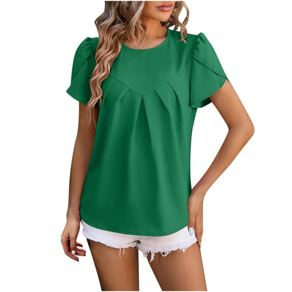 Inleife Womens T-Shirts Women's Fashion Solid Round Neck Short Sleeves Casual T-Shirt Top