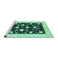thumbnail image 2 of Ahgly Company Machine Washable Indoor Square Oriental Turquoise Blue Modern Area Rugs, 8' Square, 2 of 4
