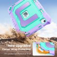 thumbnail image 5 of Case for iPad Air 11 inch (M4 2026/M3 2025/M2 2024), Military Grade Shockproof Cases with Pencil Holder Shoulder Strap Screen Protector, Purple Mint Green, 5 of 8