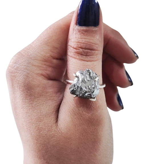 Natural Hematite Ring, Rough Magnetic Hematite Ring, March Birthstone, Adjustable Ring, 925 Sterling Silver, Womens Ring, Christmas, Thanksgiving, Handmade, Statement Jewelry, Raw Gemstone Jewelry