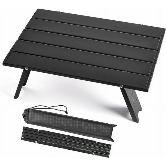 JinsintoCamping Tables Small Picnic Table, Aluminum Folding Table for Camping, Beach, Portable and Ultra-light, Compact Mini Table for Camping Black 40X29X12CM -
