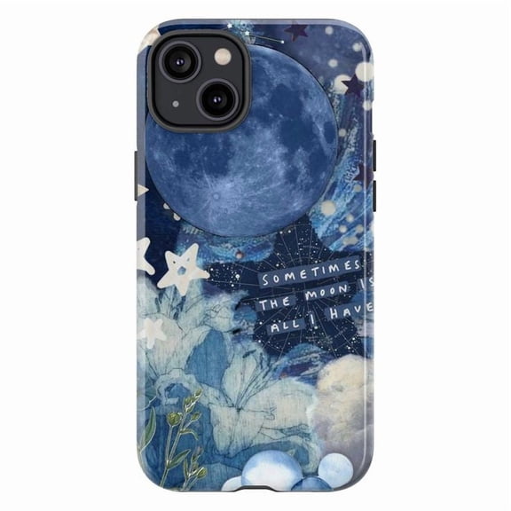 Moonlight Dream Phone Case, Aesthetic iPhone Case with Quote and Starry Sky Design, Protective Phone Cover for iPhone 16, 15, 14, 13, 12, 11 Plus, Pro Max, Mini
