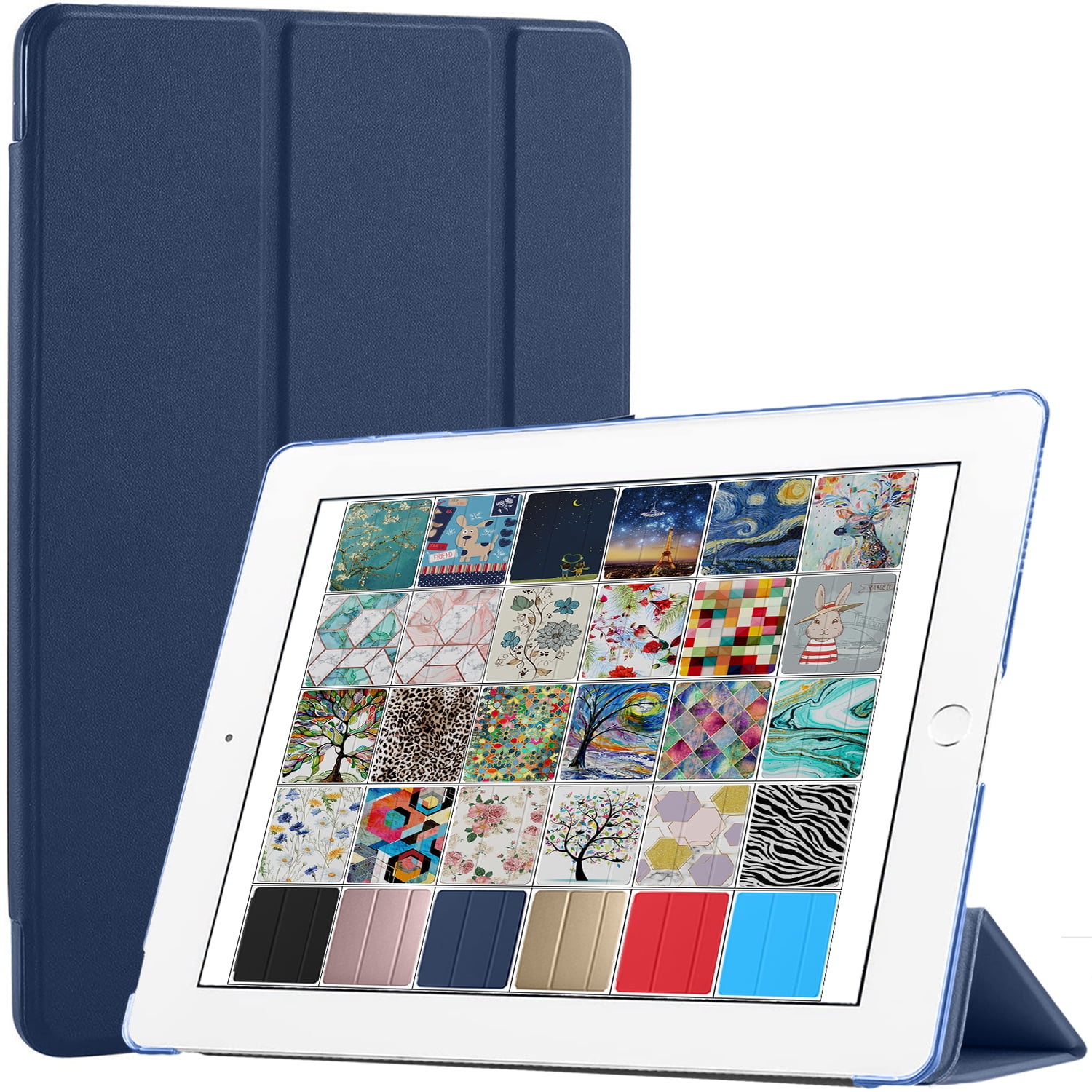 DuraSafe Cases For iPad PRO 12.9 Inch 2nd Generation 2017 Slimline Series Lightweight Protective Cover with Dual Angle Stand & Froasted PC Back Shell - Navy Blue