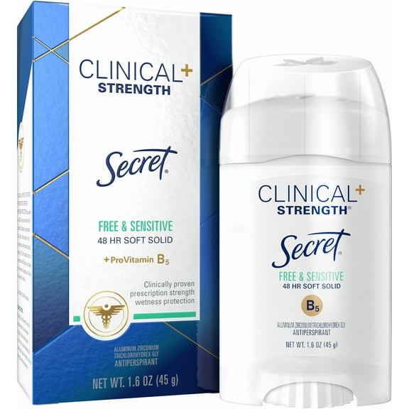 Secret Clinical Strength Invisible Solid Sensitive Antiperspirant & Deodorant, Unscented 1.60 oz (Pack of 2)