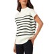 thumbnail image 4 of INSPIRE CHIC Chaleco de Suéter Sin Mangas de Cuello Simulado a Rayas para Mujeres, Camisetas de Punto de Manga Corta, S Blanco, 4 of 6