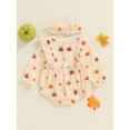 thumbnail image 4 of Newborn Baby Girls Halloween Clothes Pumpkin Ruffle Romper Long Sleeve Waffle Bodysuit with Headband Set Fall Outfits, 4 of 8