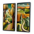 thumbnail image 3 of Designart "Journey through Mountains Rustic Road VII" Abstract Landscape Framed Wall Art Set Of 2 - Modern Green Gallery Wall Frame Set For Home Decor, 3 of 6