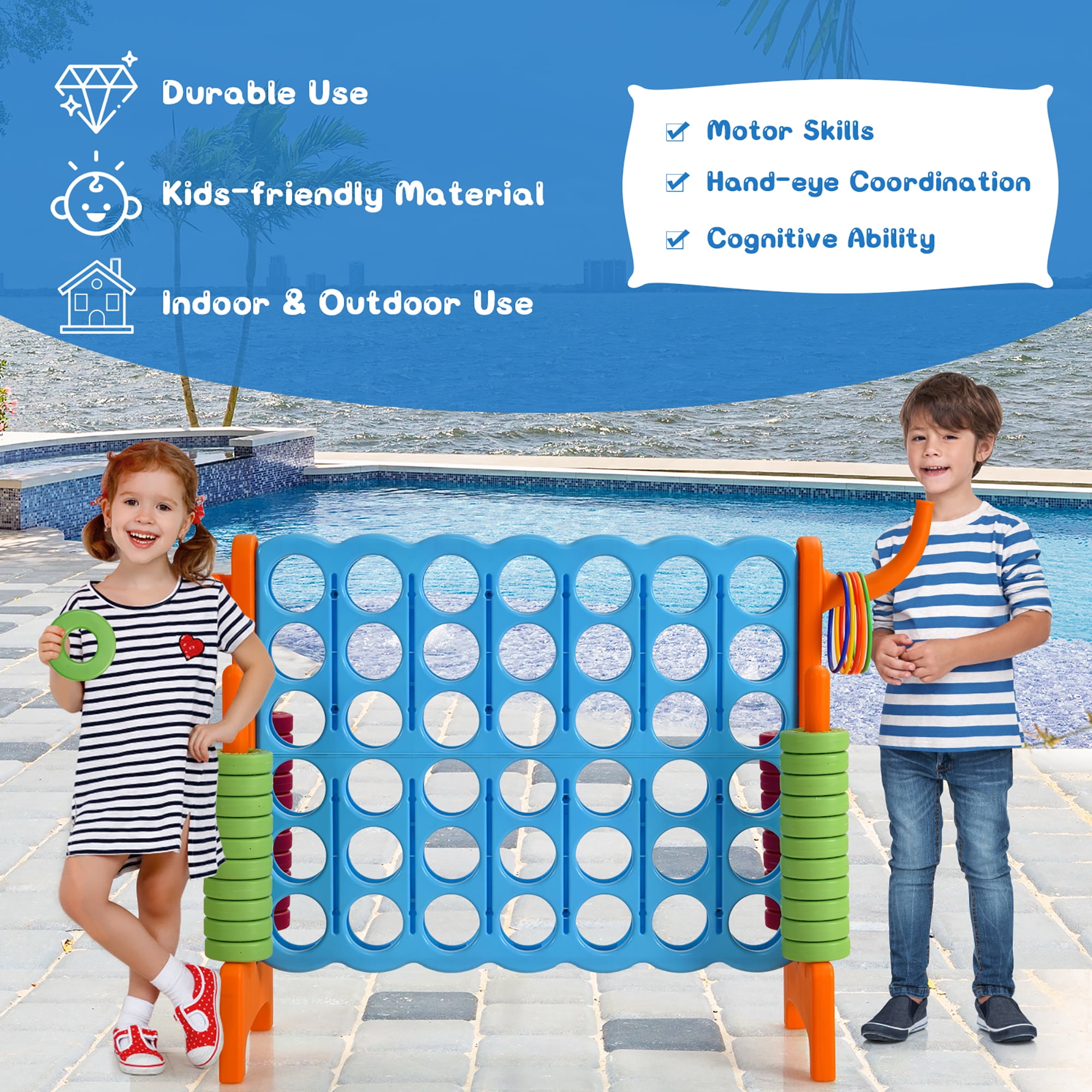 Costway 4 in A Row Jumbo 4-to-Score Game Set W/Storage Carrying Bag for Kids Adult