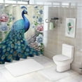thumbnail image 7 of Creowell Peacock Flowers Leaves Pretty Shower Curtain Bathroom Decor Polyester Fiber Washable Set with Hooks 69x72, 7 of 7