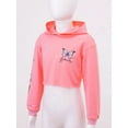 thumbnail image 6 of renvena Kids Girls Long Sleeves Pullover Hooded Sweatshirts Crop Tops Hip Hop Cropped Hoodie Size 4-16 A Pink 12, 6 of 7