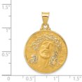 thumbnail image 2 of Pendentif Breloque Collier Rond Médaille Tête du Christ en Or Jaune 14k Religieux Jésus, 2 of 6