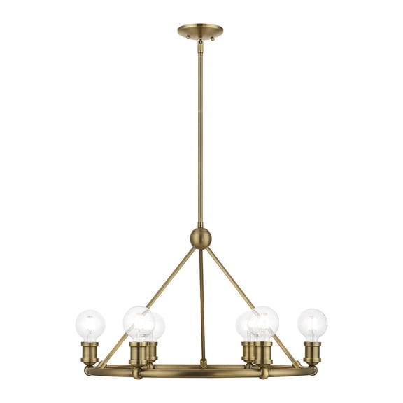 47166-01 Livex Lighting Lansdale - 6 Light Chandelier In Transitional Style-19.5 Inches Tall and 25 Inches Wide-Antique Brass Finish    -Traditional