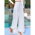 thumbnail image 5 of Women'S Pants Elastic Waist Light Weight Palazzo Pants for Women Casual Lounge Wide Leg Pants Woman Blue & White M, 5 of 9
