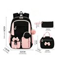 thumbnail image 4 of Weebloom Bow School Backpack With Lunch Box Pencil Case For Kids Girls Cute 3Pcs School Bags Set Three Piece Daypack Large Bookbag Elementary Middle High School Blue, 4 of 5