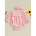 thumbnail image 3 of Bagilaanoe Baby Girl Rompers Newborn Long Sleeve Bodysuit + Headband 3M 6M 9M 12M 18M Infant Fall One Piece Jumpsuit, 3 of 8