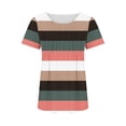 thumbnail image 5 of XIAfhje Womens Summer Tops Casual Soft Short Sleeved Round Neck Stripe Printed Top Pleated T Shirt Loose Business Tops Basic Plain Tee Blouses, 5 of 5