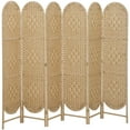 thumbnail image 1 of HOMCOM 6 Panel Room Divider, Bohemian Folding Privacy Screen, Natural Wood, 1 of 10