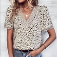 thumbnail image 1 of Fiudx Ofertas de La Semana Blusas y Blusas con Cuello En V de Manga Corta con Estampado Floral Informal de Primavera y Verano para Mujer, 1 of 7