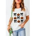 thumbnail image 4 of Women's White Halloween Pumpkin Face Bowknot Graphic T-Shirt - [ZhiHiMeRi] | (US 20-22)2XL, 4 of 8