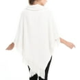 thumbnail image 3 of SWSMCLT Women's Knit Poncho Cardigan Sweater Solid Knitted Adult Mexican Poncho Wrap Winter Fall Soft Shawl Asymmetrical Cape Sweater Toggle Tassel Fringe Crochet White One Size, 3 of 3