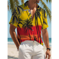 thumbnail image 4 of Camisa de manga corta con botones y estampado de plantas para hombre, estilo vacaciones, para exteriores, vacaciones, playa, verano, camiseta de licra, camisas hawaianas, 4 of 4