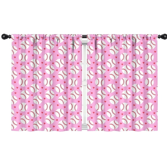 Blackout Kids Curtains,Pink Baseballs Pattern Childrens Insulated Curtains Set Of 2,Bedroom Essentials,Toddler Room Decor 42"x54"