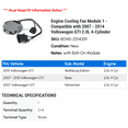 thumbnail image 2 of Engine Cooling Fan Module 1 - Compatible with 2007 - 2014 Volkswagen GTI 2.0L 4-Cylinder 2008 2009 2010 2011 2012 2013, 2 of 2