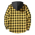 thumbnail image 5 of Fabrcox S-4XL Men's Hooded Flannel Shirt Jacket Long Sleeve Button Down Mens Plaid Shacket Jacket with Chest Pocket Casual Oversized Hoodies Coat Yellow XXXL, 5 of 10