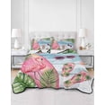 thumbnail image 2 of Twin XL Quilt Bedding Set, Summer Flamingo Reversible Summer Quilt 3 Pieces, Tropical Plants Botanical Blue Ombre Wood Lightweight Bedspreads Coverlets with 2 Pillow Shams for All Seasons, 2 of 5